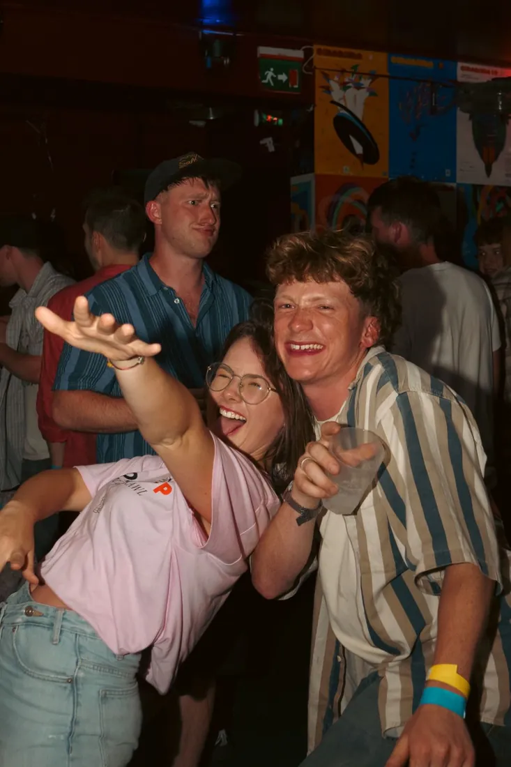 Friends laughing together on the Porto Pub Crawl